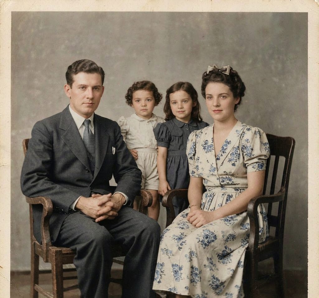 1940s family portrait — processed