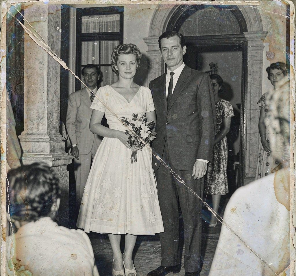 Torn wedding photo, 1962 — original